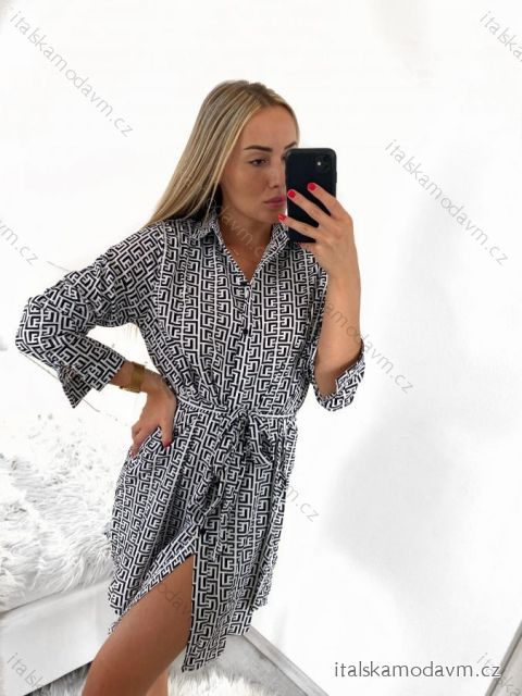 Šaty košeľové dlhý rukáv dámske (M-2XL) TALIANSKA MODA IMB23CK-0052/DUR