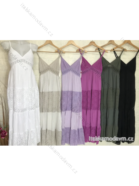 Šaty letní boho krajkové na ramínka dámské (S/M ONE SIZE) ITALSKÁ MÓDA IMPGM2323709