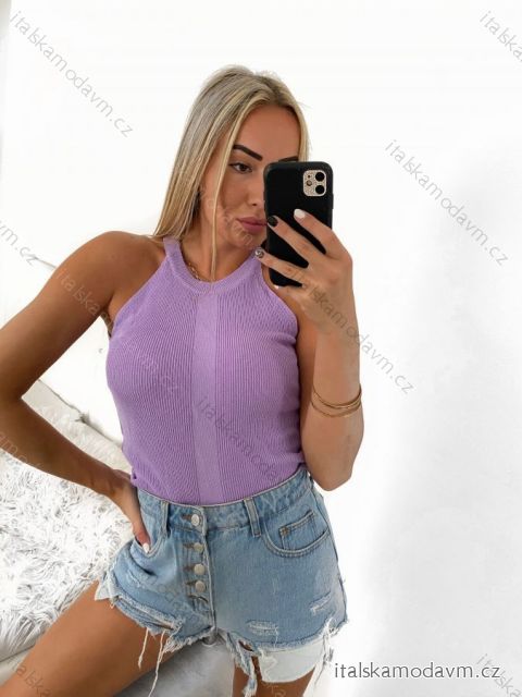 Croptop bez rukávu dámský (S/M ONE SIZE) ITALSKÁ MÓDA IMWK231671/DU S/M fialová