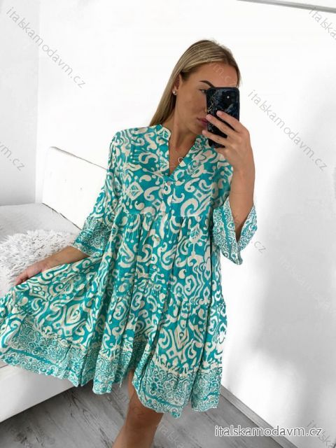 Šaty španělské letní 3/4 rukáv dámské (S/M/L/XL ONE SIZE) INDICKÁ MÓDA IMPEM22R9616/DUR