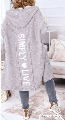 Cardigan s kapucí dlouhý rukáv dámský (S/M/L ONE SIZE) ITALSKÁ MÓDA IMWB23520