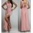 Šaty dlouhé elegantní bez rukávu dámské (S/M ONE SIZE) ITALSKÁ MÓDA IMWE232111/DR S/M starorůžová