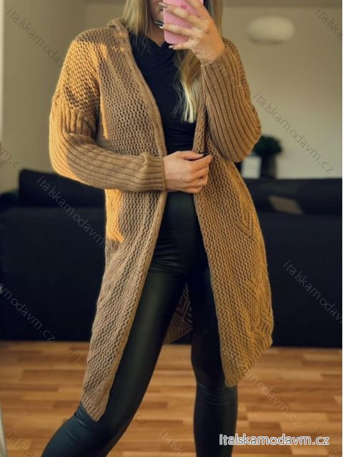 Cardigan pletený dlouhý rukáv dámský  (M/L/XL ONE SIZE) ITALSKÁ MÓDA IMD23656