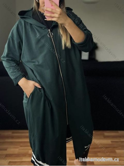 Mikina na zip s kapucí dlouhý rukáv dámská nadrozměr (2XL/3XLONE SIZE) ITALSKÁ MÓDA IMD23699