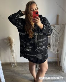 Mikina na zip s kapucí dlouhý rukáv dámská nadrozměr (3XL/4XL ONE SIZE) ITALSKÁ MÓDA IM423TIME