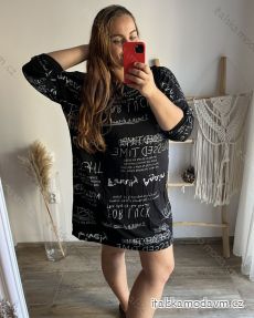 Šaty oversize 3/4 rukáv dámské nadrozměr (4XL/5XL ONE SIZE) ITALSKÁ MÓDA IM423LUCKY