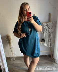 Šaty oversize 3/4 rukáv dámské nadrozměr (4XL/5XL ONE SIZE) ITALSKÁ MÓDA IM423KATY