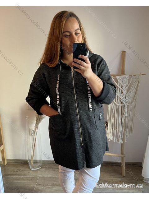 Kabát oversize na zip s kapucí dámský nadrozměr (2XL/3XL/4XL ONE SIZE) ITALSKá MóDA IM323BEAUTIFUL/DU