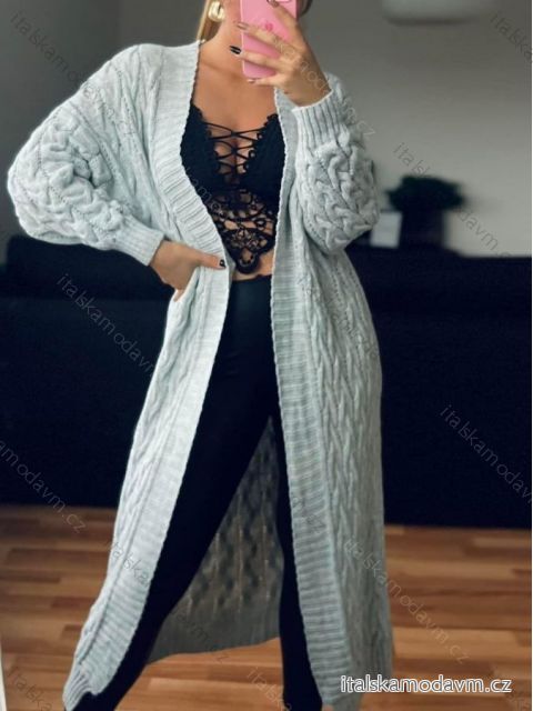 Cardigan pletený dlhý rukáv dámsky nadrozmer (XL/2XL ONE SIZE) TALIANSKA MÓDA IMD23710