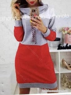 Šaty mikinové dlouhý rukáv dámské (S/M/L ONE SIZE) ITALSKÁ MÓDA IMD23713