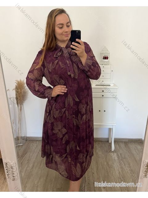 Šaty dlouhé šifonové dlouhý rukáv dámské nadrozměr (3XL/4XL ONE SIZE) ITALSKÁ MÓDA IMWEC23ITALY/DU