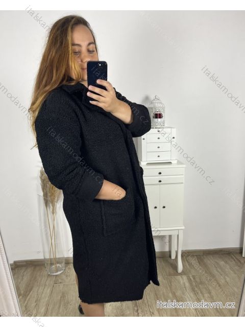 Kabát s kapucí teplý dámský nadrozměr (4XL/5XL ONE SIZE ) Italská móda IM823BELLA/DU 4XL/5XL Černá