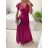 Šaty dlouhé společenské krátký rukáv dámské (S/M ONE SIZE) ITALSKá MODA IM323125