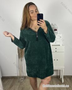 Šaty dlouhý rukáv dámské nadrozměr (3XL/4XL/5XL ONE SIZE) ITALSKÁ MÓDA IM423KATA/DU