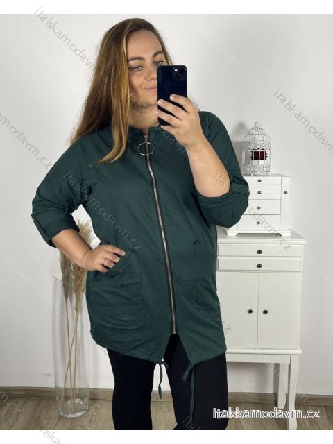 Mikina na zips s kapucňou dlhý rukáv dámska nadrozmer (3XL/4XL ONE SIZE) TALIANSKA MóDA IM423048/DU