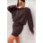 Šaty teplé volnočasové dlouhý rukáv dámské (S/M ONE SIZE) ITALSKÁ MÓDA IMD23767/DU béžová S/M