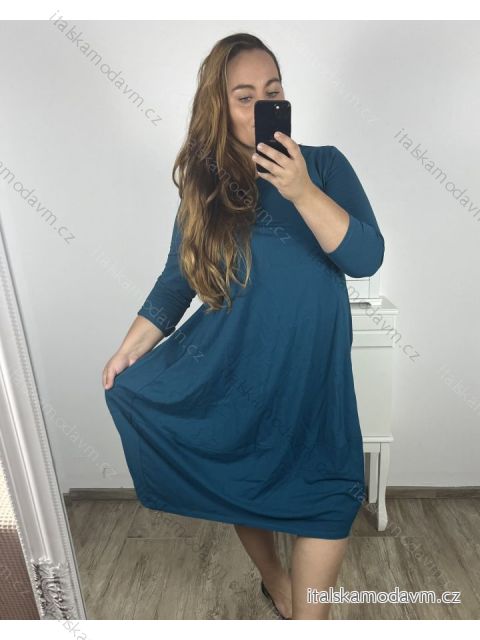 Šaty volnočasové dlouhý rukáv nadrozměr dámské (2XL/3XL ONE SIZE) ITALSKÁ MÓDA IM723MILANO/DU