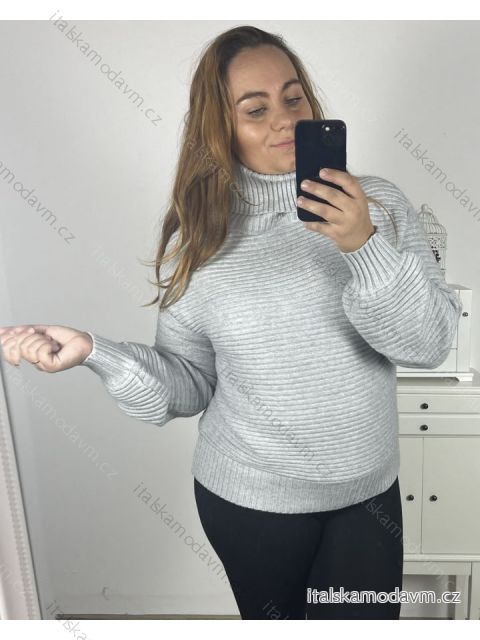 Sveter s rolákom dlhý rukáv dámsky (2XL/3XL ONE SIZE) TALIANSKA MÓDA IM423JULIA