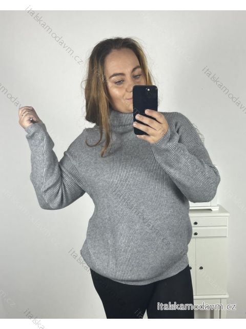 Sveter s rolákom dlhý rukáv dámsky (3XL/4XL ONE SIZE) TALIANSKA MÓDA IM423ROMANA