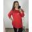 Tunika  dlouhý rukáv dámská nadrozměr (3XL/4XL/5XL ONE SIZE) ITALSKá MóDA IM423550/DR 4XL/5XL červená