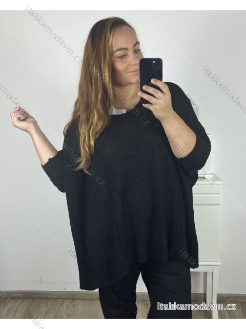 Svetr oversize dlouhý rukáv dámský (S/3XL) ITALSKÁ MÓDA IMWAK23CL70102/DR 2XL/3XL Černá