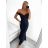 Šaty extra dlouhé elegantní společenské třpytivé carmen dámské (S/M ONE SIZE) ITALSKÁ MÓDA IMM22FUZZY/DU stříbrná S/M