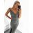 Šaty extra dlouhé elegantní společenské třpytivé carmen dámské (S/M ONE SIZE) ITALSKÁ MÓDA IMM22FUZZY/DU stříbrná S/M