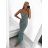 Šaty extra dlouhé elegantní společenské třpytivé carmen dámské (S/M ONE SIZE) ITALSKÁ MÓDA IMM22FUZZY/DU stříbrná S/M