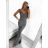 Šaty extra dlouhé elegantní společenské třpytivé carmen dámské (S/M ONE SIZE) ITALSKÁ MÓDA IMM22FUZZY/DU stříbrná S/M