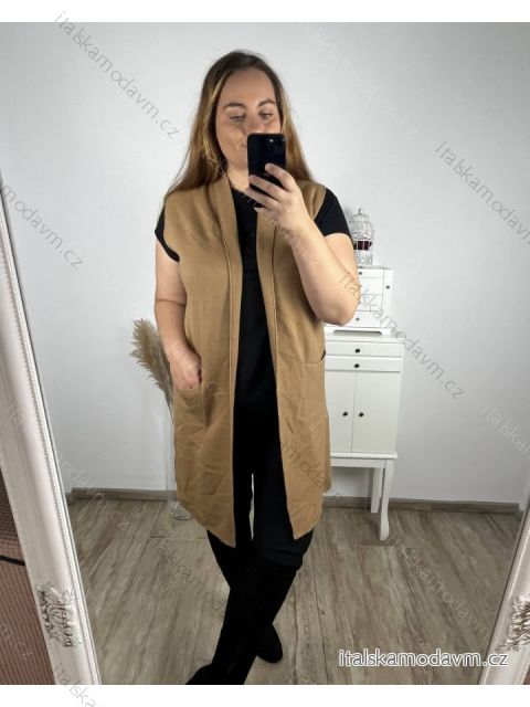 Vesta dámská (XL/2XL/3XL ONE SIZE) ITALSKÁ MÓDA IMS23MILANO/DUR XL/2XL hnědá