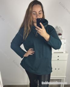 Mikina oversize teplá s kapucí dlouhý rukáv dámská nadrozměr (3XL/4XL ONE SIZE) ITALSKÁ MÓDA IM423ZIPA