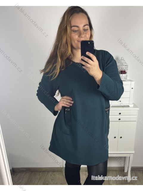 Šaty dlouhý rukáv dámské nadrozměr (3XL/4XL ONE SIZE) ITALSKÁ MÓDA IM423BASENTO