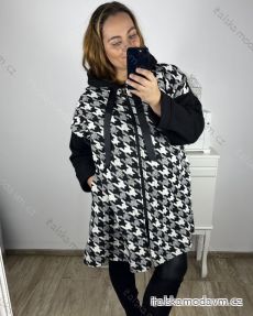 Kabát na zip s kapucí dlouhý rukáv dámská nadrozměr (3XL/4XL ONE SIZE) ITALSKÁ MÓDA IM423GIOA