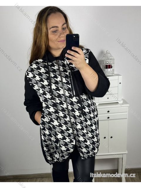 Mikina na zips s kapucňou dlhý rukáv dámska nadrozmer (2XL/3XL ONE SIZE) TALIANSKA MÓDA IM423OFANTO