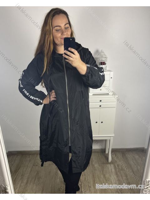 Bunda/kabát dlouhá s kapucí dámská nadrozměr (XL/2XL/3XL ONE SIZE) ITALSKÁ MÓDA IM423LIFES