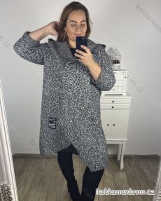 Kabát baránok so zipsom s kapucňou dámska nadrozmer (2XL/3XL ONE SIZE) TALIANSKA MÓDA IM423ELMA