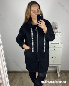 Kabátek s kapucí na zip dlouhý rukáv dámský nadrozměr (3XL/4XLONE SIZE) ITALSKÁ MODA IM423MENDDA