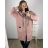 Kabátek s kapucí na zip dlouhý rukáv dámský nadrozměr (3XL/4XLONE SIZE) ITALSKÁ MODA IM423MENDDA