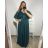 Šaty dlouhé elegantní společenské krátký rukáv dámské nadrozměr (2XL/3XL ONE SIZE) ITALSKá MóDA IM423ISABELA