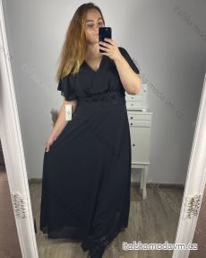 Šaty dlouhé elegantní společenské krátký rukáv dámské nadrozměr (L/XL/2XL ONE SIZE) ITALSKá MóDA IM423BRENDA/DR