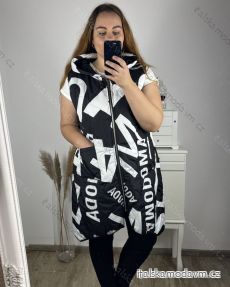 Vesta s kapucňou bez rukávu dámske nadrozmer (3XL/4XL ONE SIZE) TALIANSKA MóDA IM423DAINA/DU