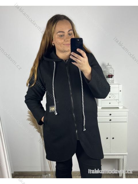 Kabát  na zip s kapucí dámský nadrozměr (XL/2XL ONE SIZE) ITALSKÁ MÓDA IM423JOLY