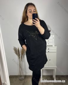 Šaty teplé dlouhý rukáv dámské nadrozměr (3XL/4XL ONE SIZE) ITALSKÁ MÓDA IM423SWITH