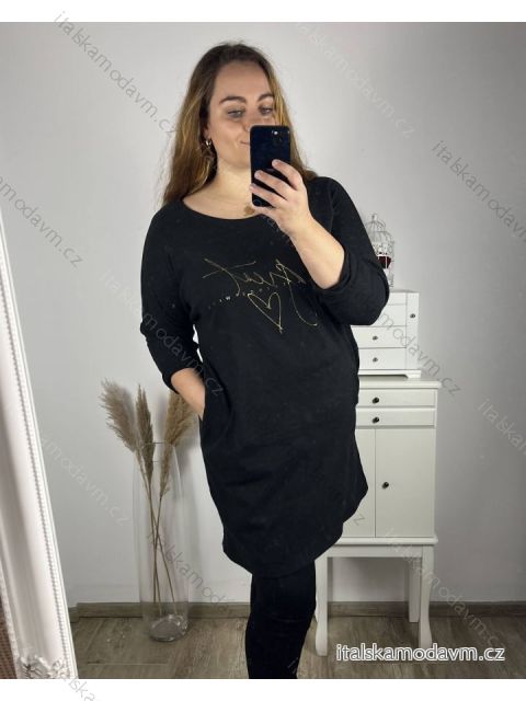 Šaty teplé dlouhý rukáv dámské nadrozměr (3XL/4XL ONE SIZE) ITALSKÁ MÓDA IM423SWITH