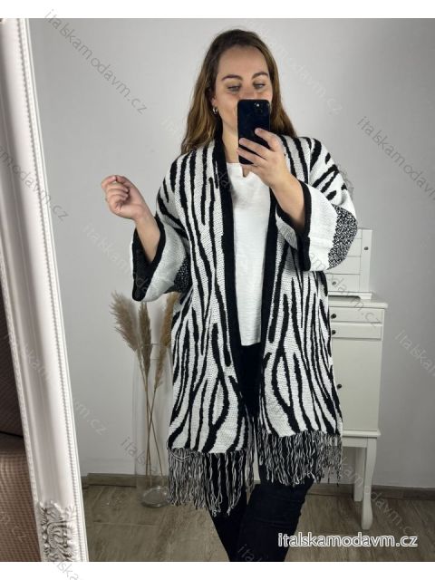 Cardigan  dlhý rukáv dámsky nadrozmer (3XL/4XL ONE SIZE) TALIANSKA MÓDA IM423STRIPA