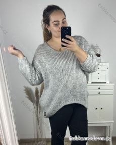 Svetr pletený oversize dlouhý rukáv dámský (2XL/3XL/4XL/5XL ONE SIZE) ITALSKÁ MÓDA IMWC233959