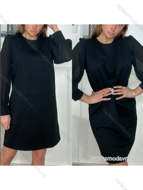 Šaty elegantní dlouhý rukáv dámské (S/M ONE SIZE) ITALSKÁ MÓDA IMPBB23F12923