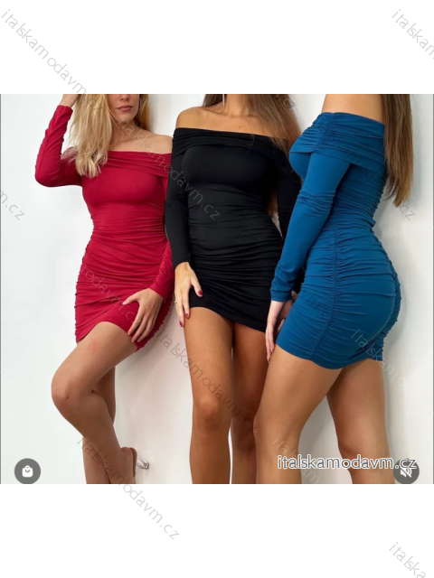 Šaty elegantný carmen dlhý rukáv dámske (S/M ONE SIZE) TALIANSKA MÓDA IMPMD2331673L