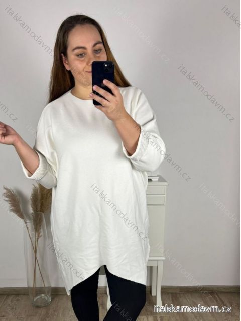 Tunika teplá dlhý rukáv dámska nadrozměr (3XL-6XL) EBELIEVE MA121S-2027/DU