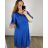 Šaty společenské elegantní šifonové krátký rukáv dámské nadrozměr (XL/2XL/3XL ONE SIZE) ITALSKÁ MÓDA IMM2380735/DUR Barva   královská modrá Velikost   XL/2XL